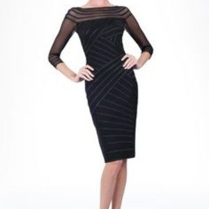 Tadashi Shoji Sheer Illusion Cocktail Dress- Black